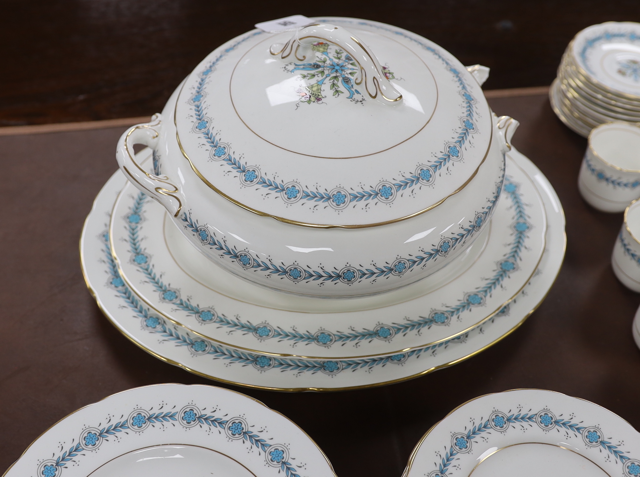 A Coalport Geneva dinner and coffee service including oval platters, bowls and tureen (a.f)